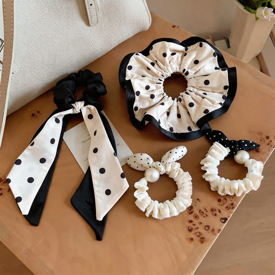 Satin Bow Tie - Zwarte witte satijnen polkadot haarbandjes imitatie
