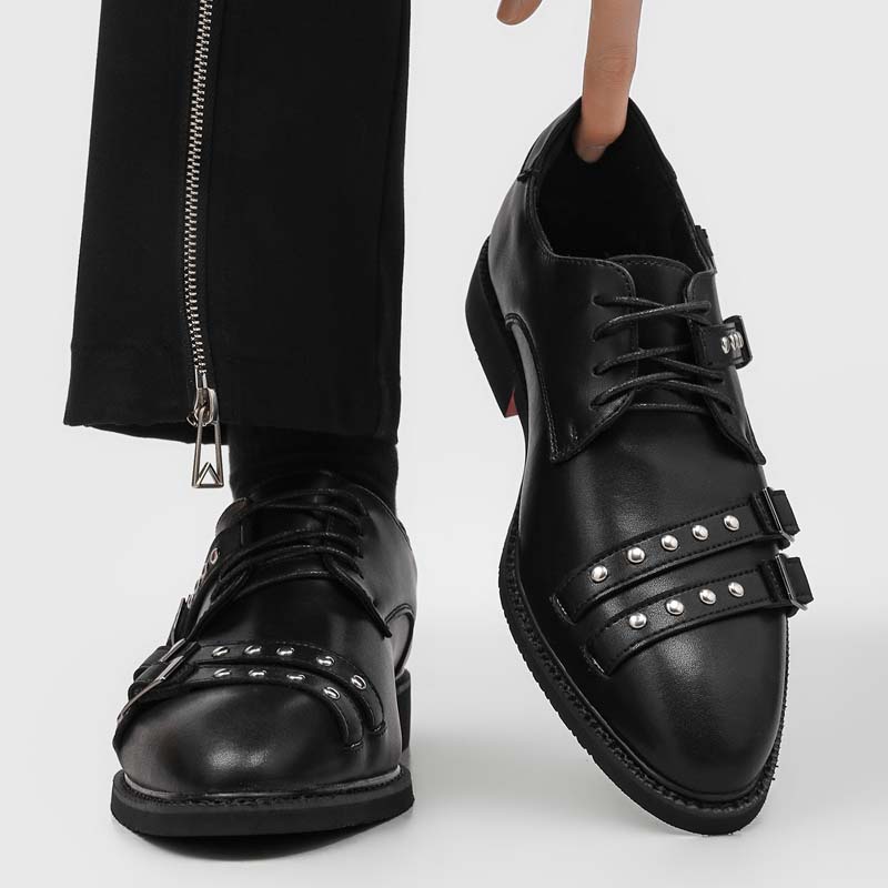 Men'S Formal Party Wear Shoes - Heren Klassieke Puntige Oxford Schoenen Zwart