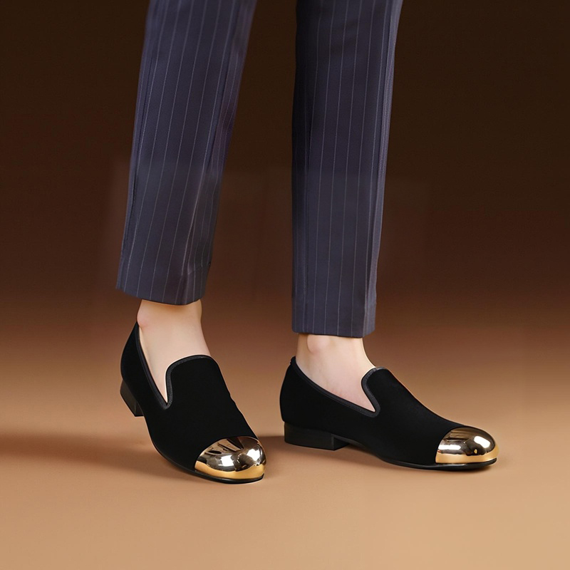 Men'S Formal Party Wear Shoes - Piergitar Klassiek Model Zwart Fluwelen Slip-On