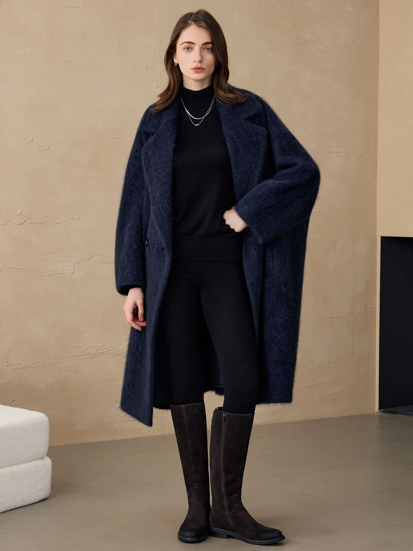 Double Breasted Blazer - Allingentle damesblazer wollen mode lange jas