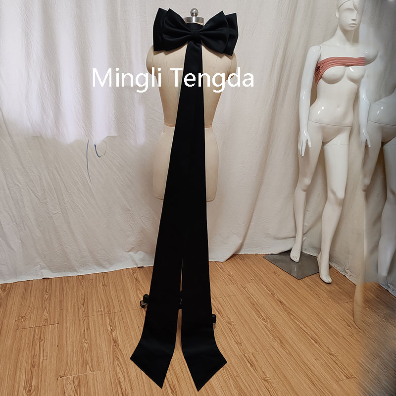 Satin Bow Tie - Mingli Tengda Vlek Gescheiden Zwarte Vlinderdas