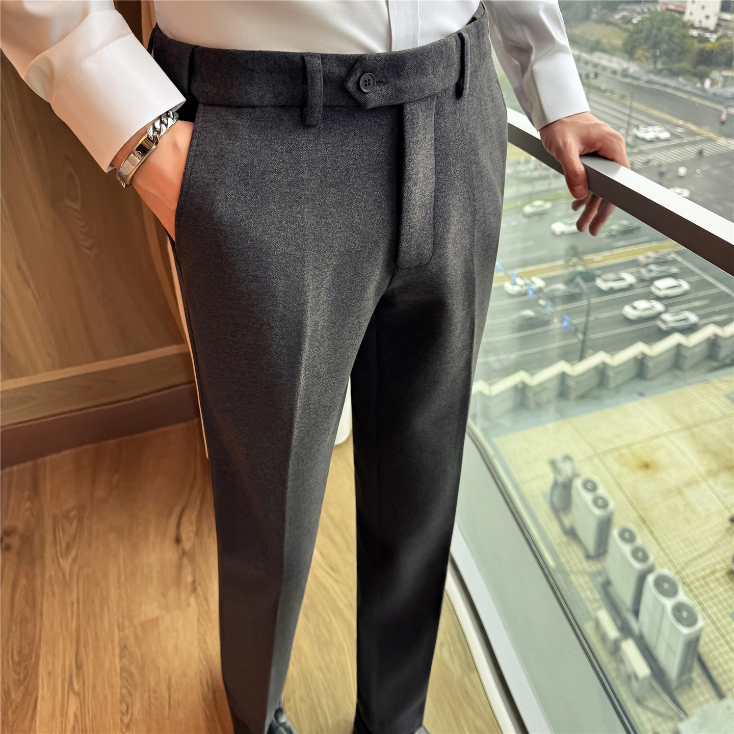 Men'S Formal Wear In Winter - Heren wollen blend rechte pantalon, met