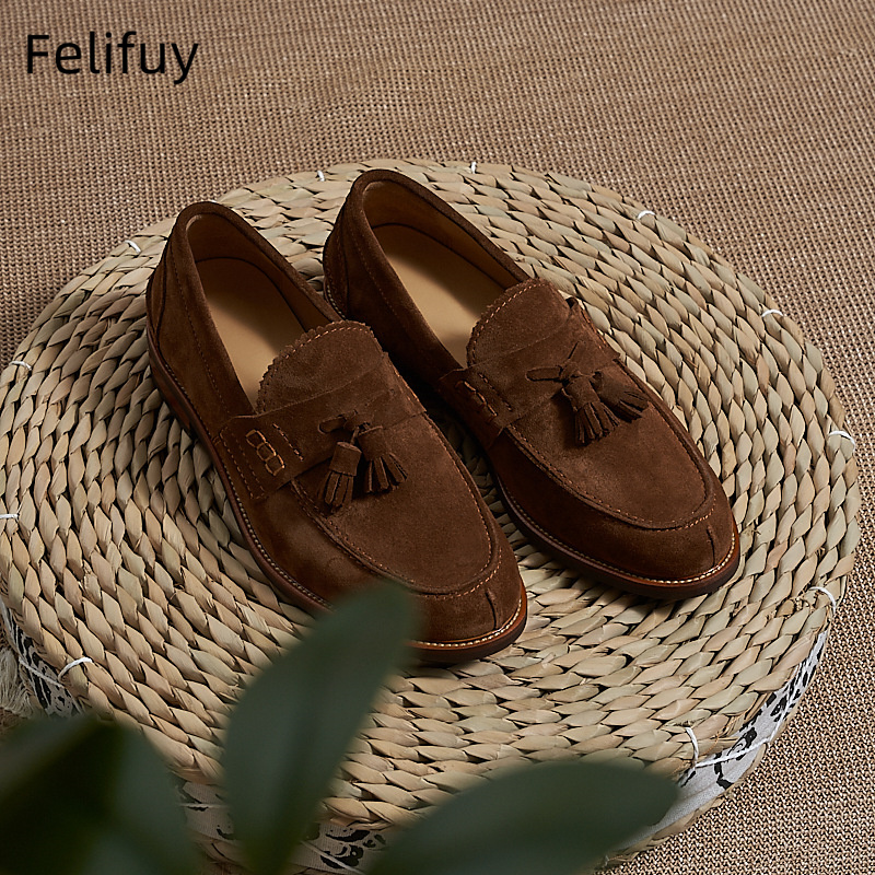 Men'S Formal Party Wear Shoes - Nieuwe bruine heren platte loafers van