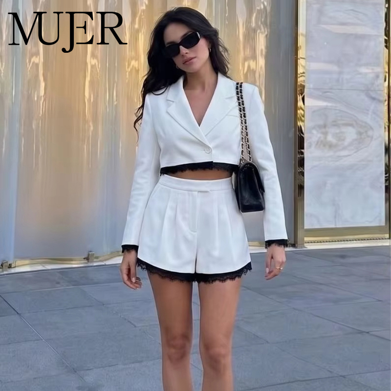MUJER Kant Bermuda Shorts Sets - Double Breasted Blazer recensie en prijs