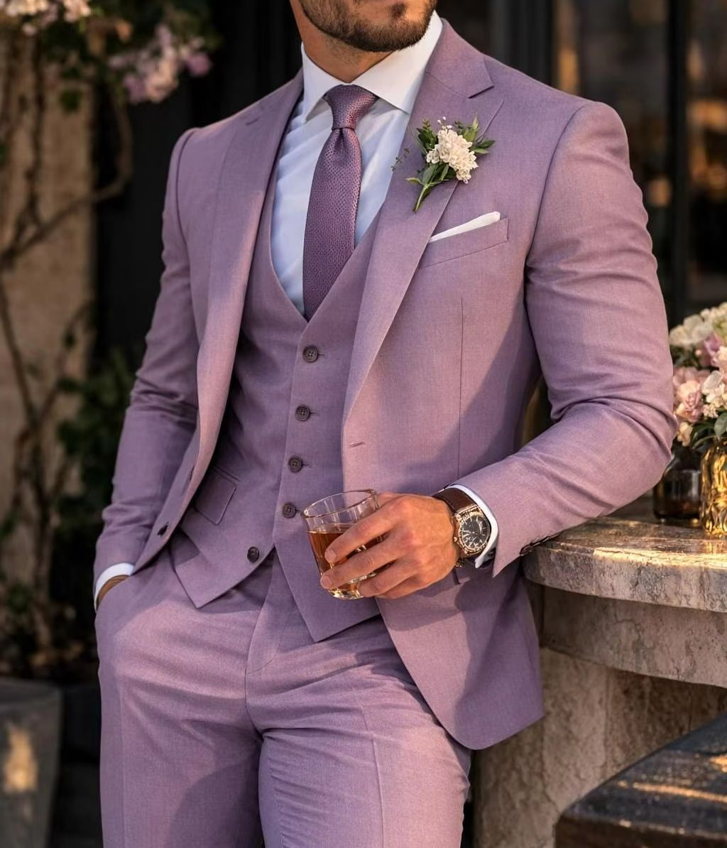 Lavendel 3-delig herenpak Lila - Men Formal Wear Outfits recensie en prijs