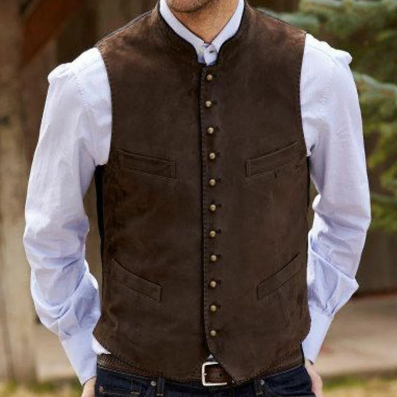 Herenvest Koffie Suède Fluwele - Men Formal Wear Outfits recensie en prijs