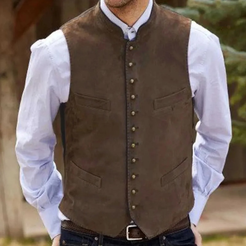 Herenvest Koffie Suède Fluwele - Men Formal Wear Outfits recensie en prijs