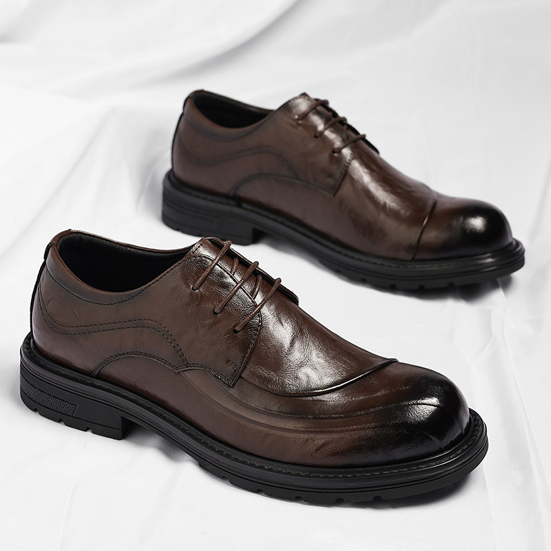 Bruin gepolijst echt leer met  - Men'S Formal Wear For Office recensie en prijs