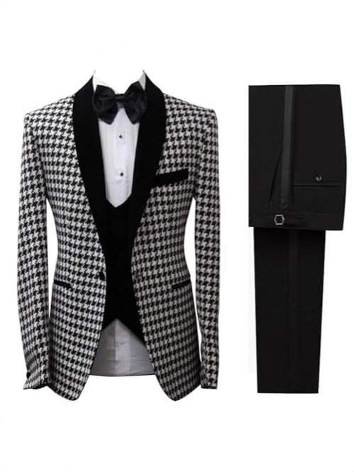 Elegant Houndstooth Plaid Op M - Men Formal Wear Clothes recensie en prijs