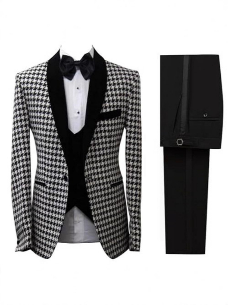 Elegant Houndstooth Plaid Op M - Men Formal Wear Clothes recensie en prijs
