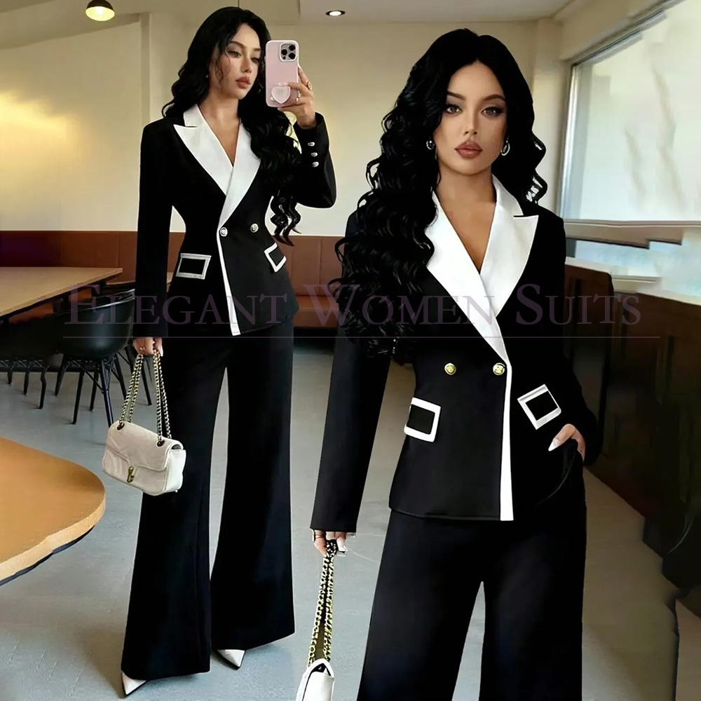 Luxe zwarte damespakken 2-deli - Double Breasted Blazer recensie en prijs