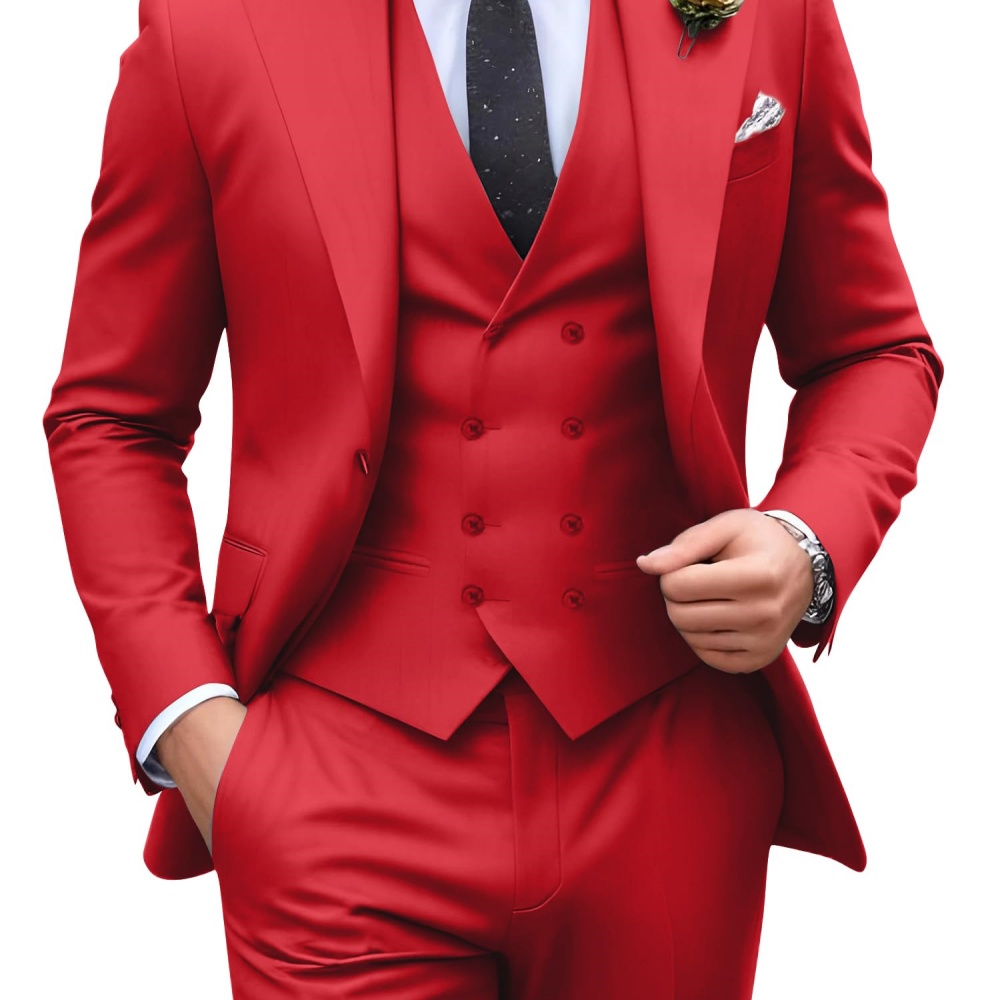 3-delige effen gekleurde heren - Men Formal Wear Outfits recensie en prijs